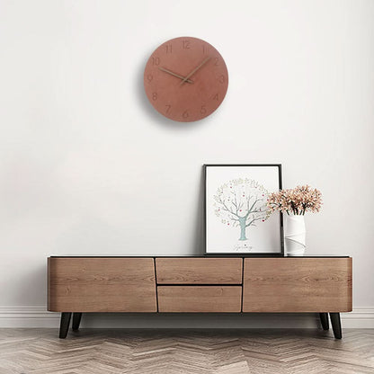 Wall Clock Silent Movement MDF Face Walnut Hands
