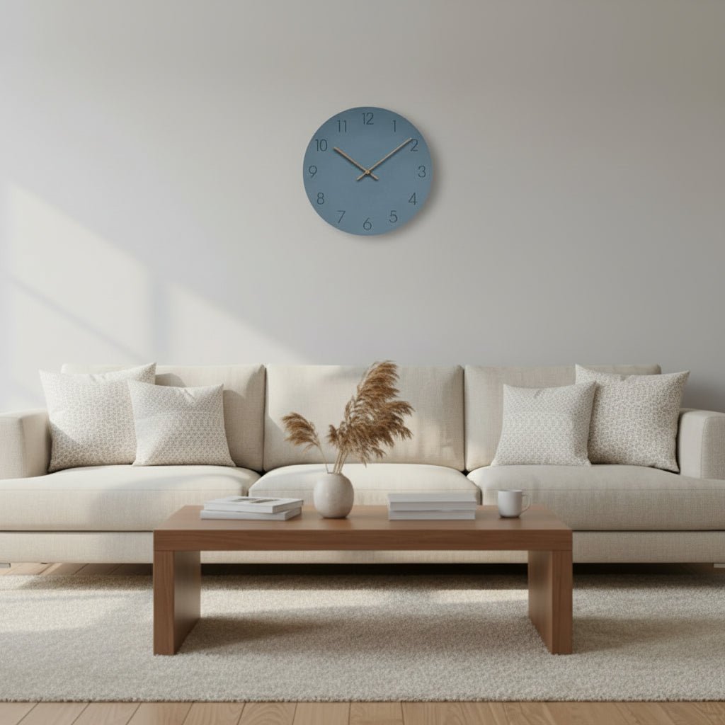 Wall Clock Silent Movement MDF Face Walnut Hands