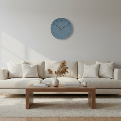 Wall Clock Silent Movement MDF Face Walnut Hands