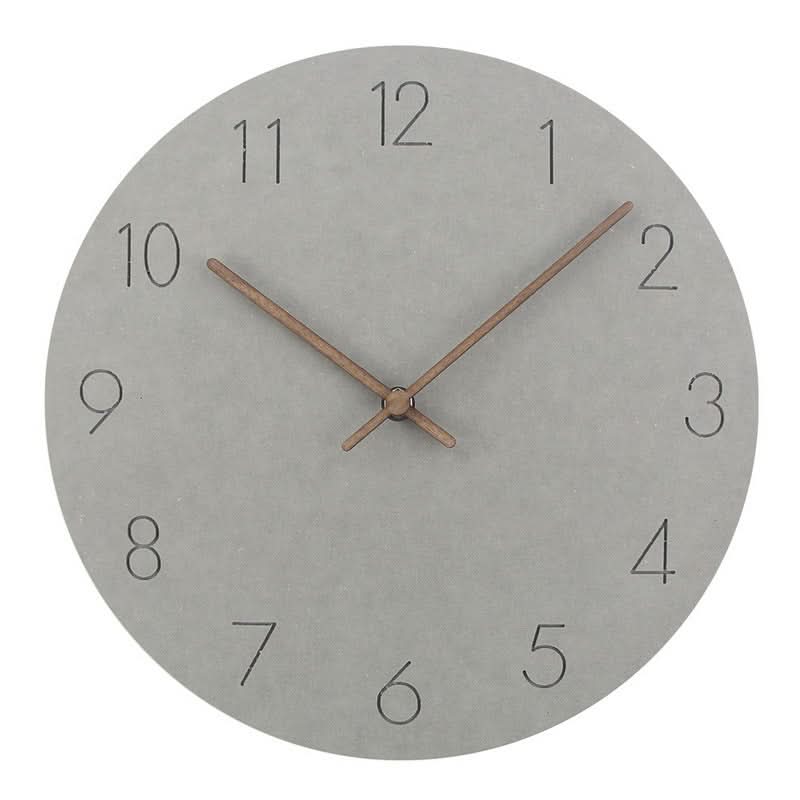 Wall Clock Silent Movement MDF Face Walnut Hands