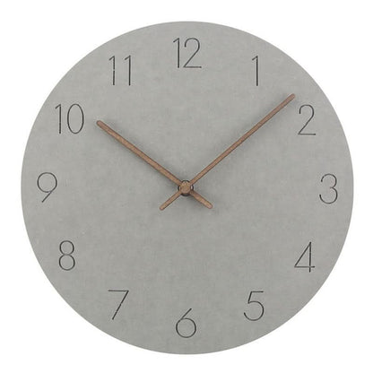 Wall Clock Silent Movement MDF Face Walnut Hands