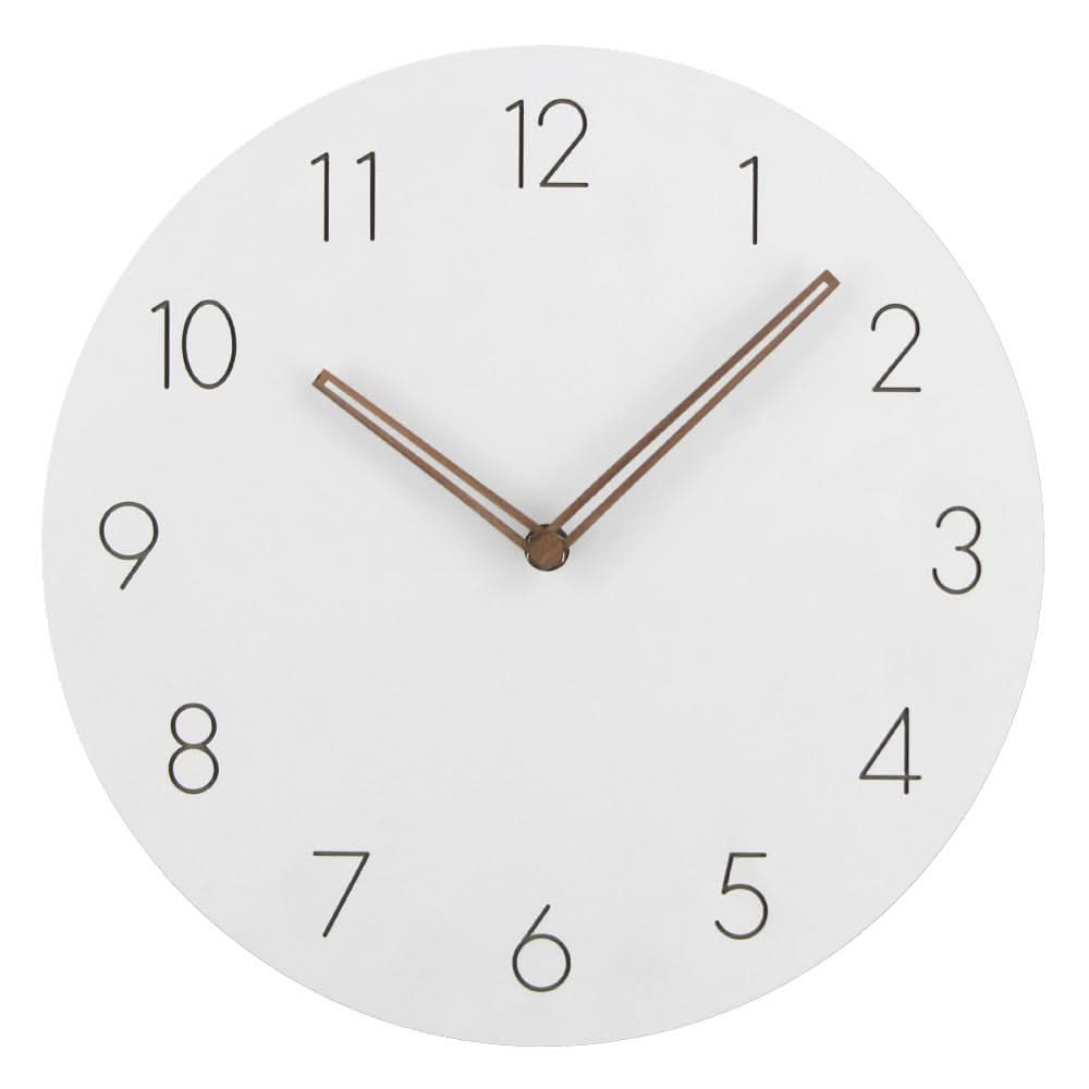 Wall Clock Silent Movement MDF Face Walnut Hands