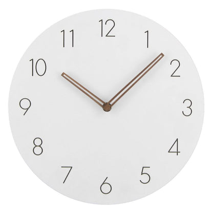 Wall Clock Silent Movement MDF Face Walnut Hands