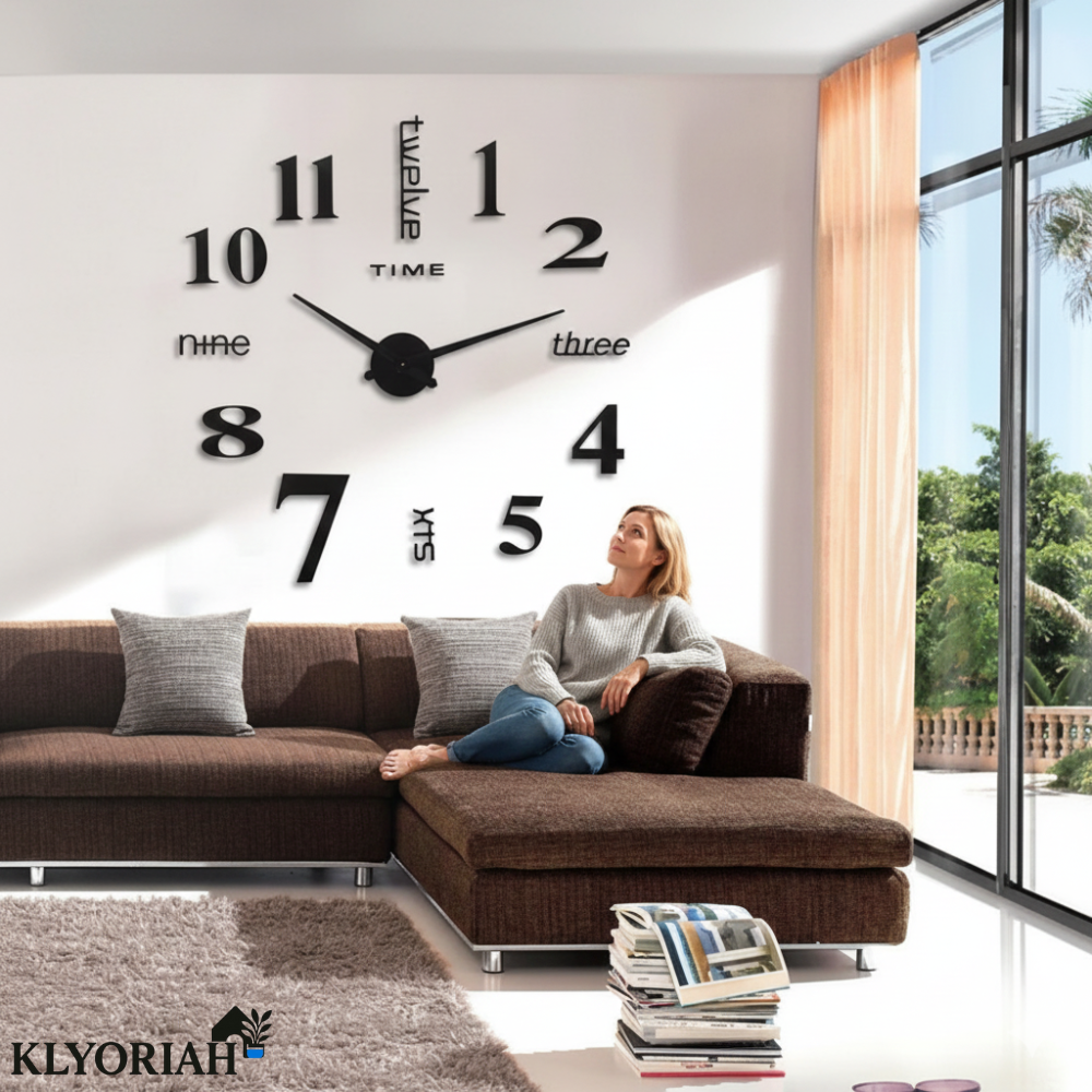 Wall Clock Silent Movement Self-Adhesive Frameless 50 cm