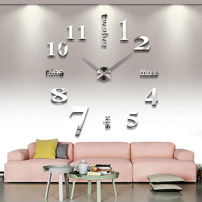 Wall Clock Silent Movement Self-Adhesive Frameless 50 cm