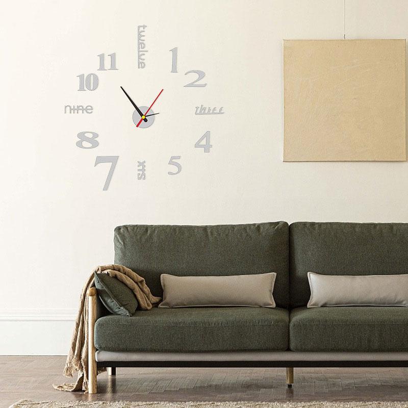 Wall Clock Silent Movement Self-Adhesive Frameless 50 cm