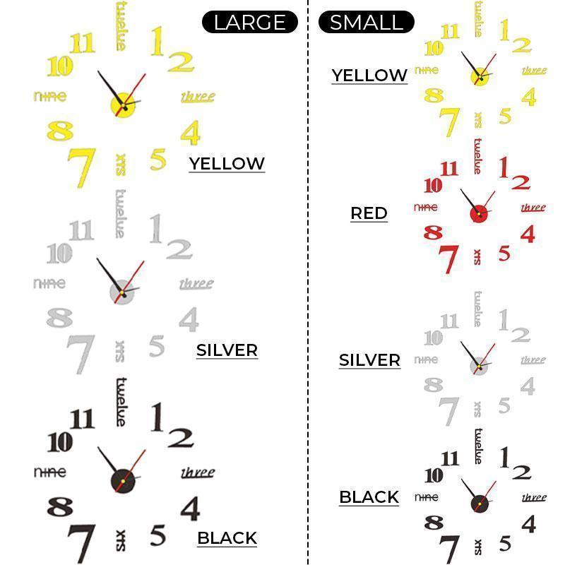 Wall Clock Silent Movement Self-Adhesive Frameless 50 cm
