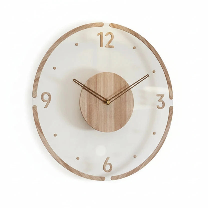 Wall Clock Silent Quartz Arabic Numerals Wood Look