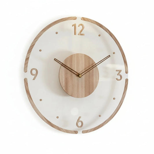 Wall Clock Silent Quartz Arabic Numerals Wood Look