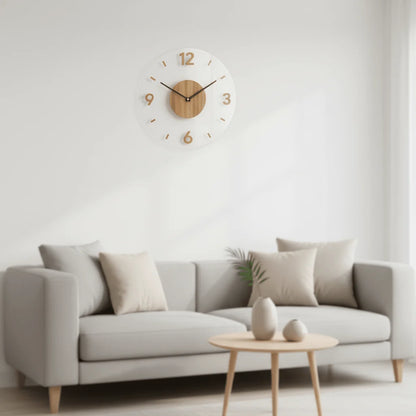 Wall Clock Silent Quartz Arabic Numerals Wood Look