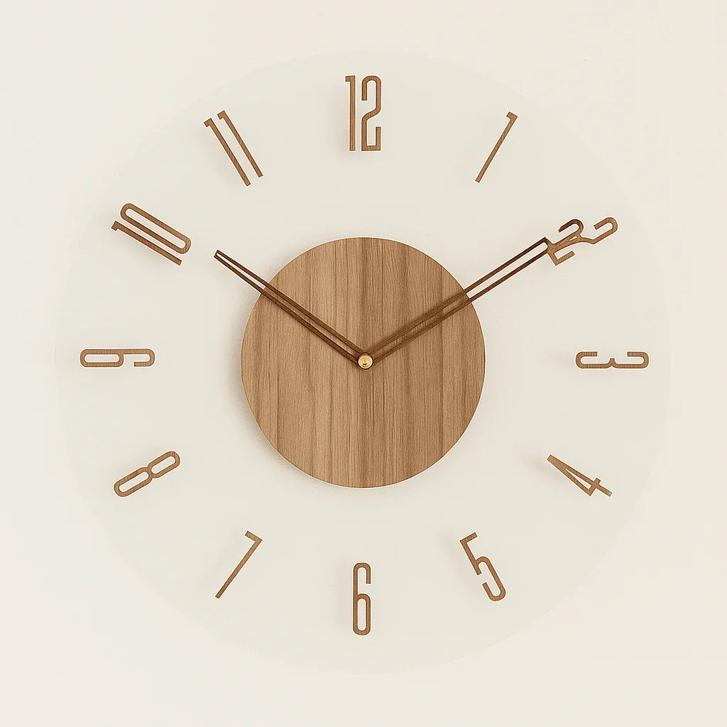 Wall Clock Silent Quartz Arabic Numerals Wood Look