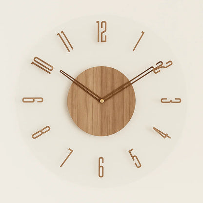 Wall Clock Silent Quartz Arabic Numerals Wood Look