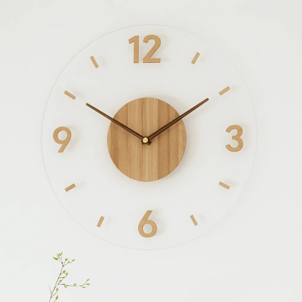 Wall Clock Silent Quartz Arabic Numerals Wood Look