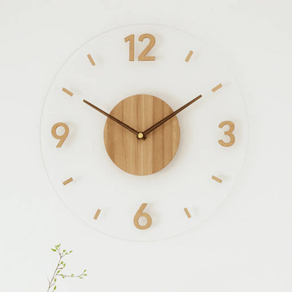 Wall Clock Silent Quartz Arabic Numerals Wood Look