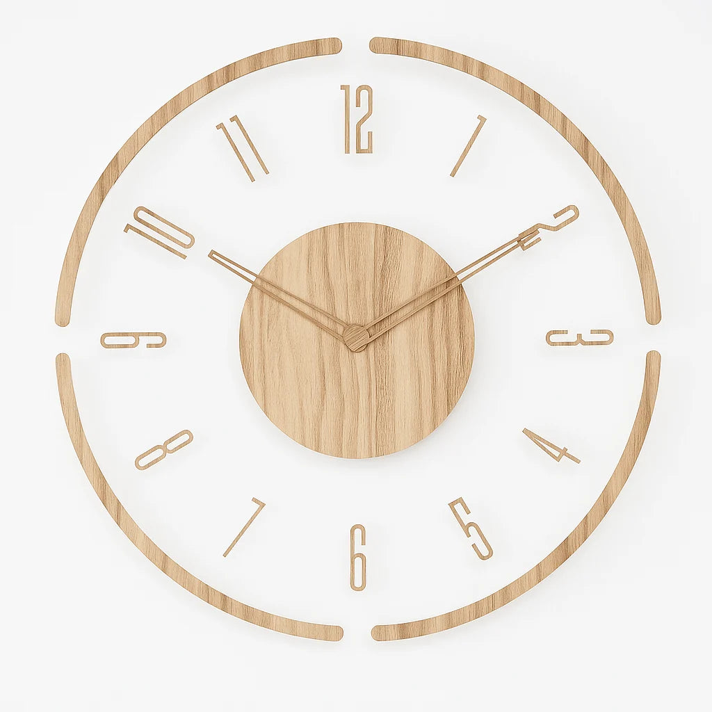 Wall Clock Silent Quartz Arabic Numerals Wood Look