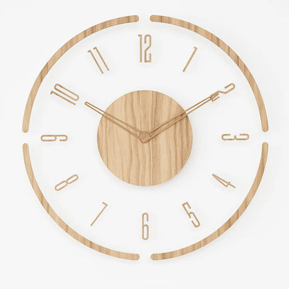 Wall Clock Silent Quartz Arabic Numerals Wood Look