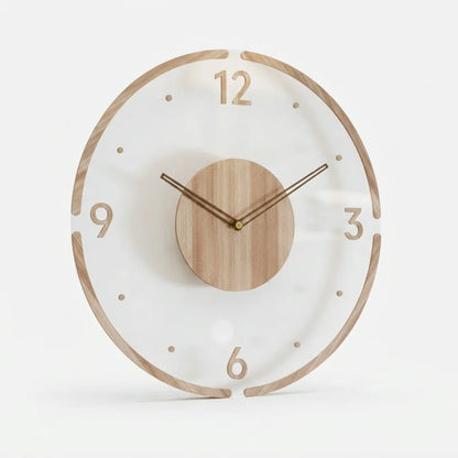 Wall Clock Silent Quartz Arabic Numerals Wood Look