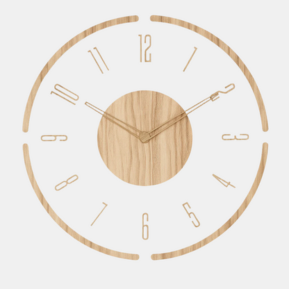 Wall Clock Silent Quartz Natural Wood & Open Frame