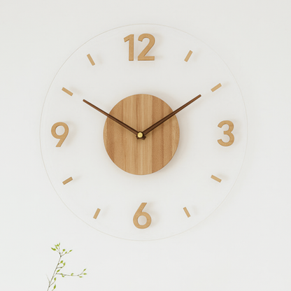 Wall Clock Silent Quartz Natural Wood & Open Frame