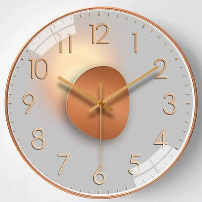 Wall Clock Silent Quartz & Warm LED 20cm Diameter