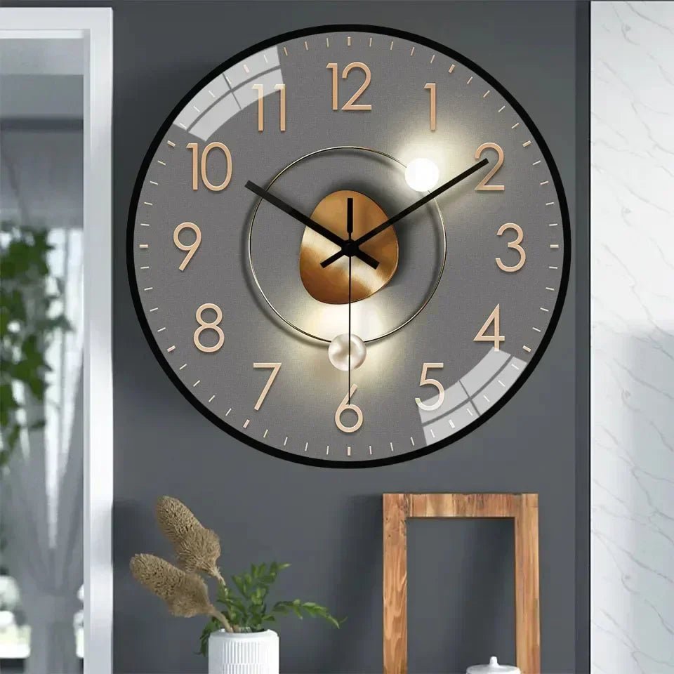 Wall Clock Silent Quartz & Warm LED 20cm Diameter