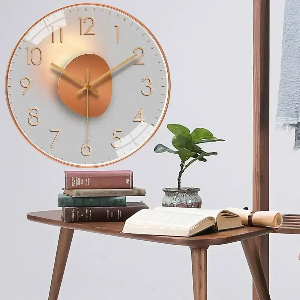 Wall Clock Silent Quartz & Warm LED 20cm Diameter