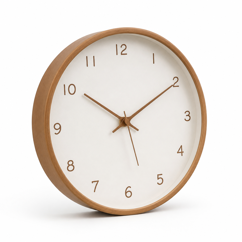 Wall Clock Solid Wood Silent 10-Inch