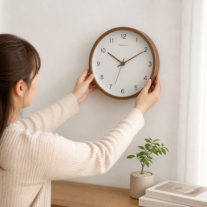 Wall Clock Solid Wood Silent 10-Inch
