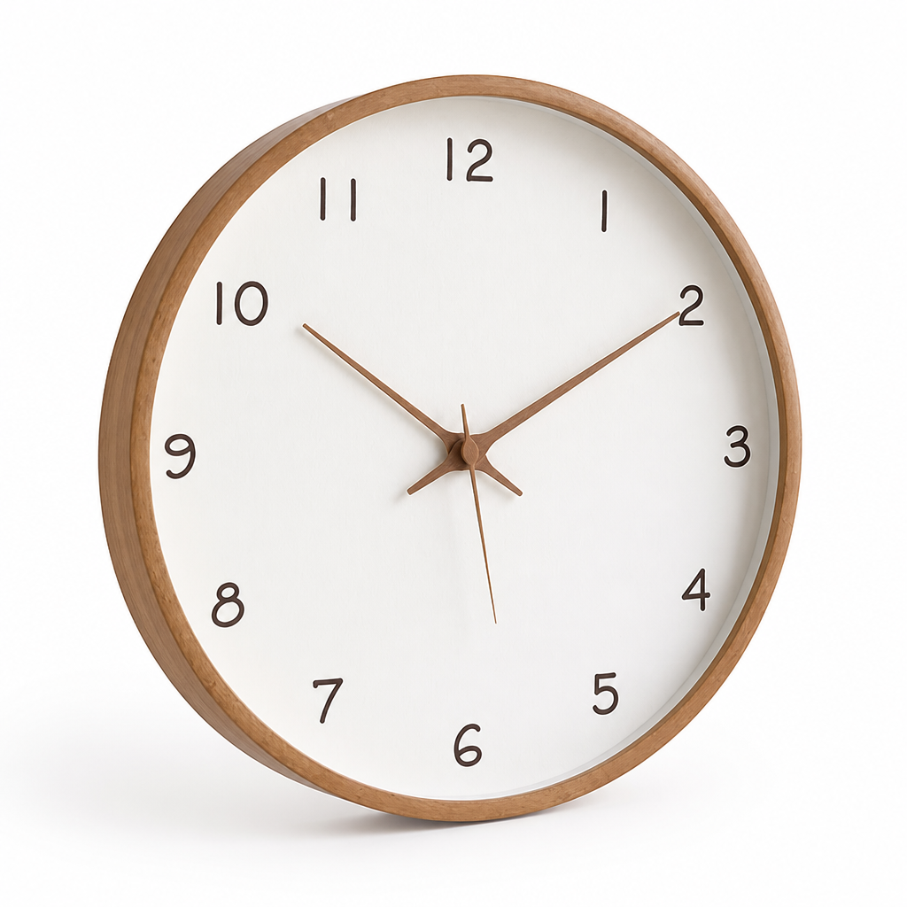 Wall Clock Solid Wood Silent 10-Inch