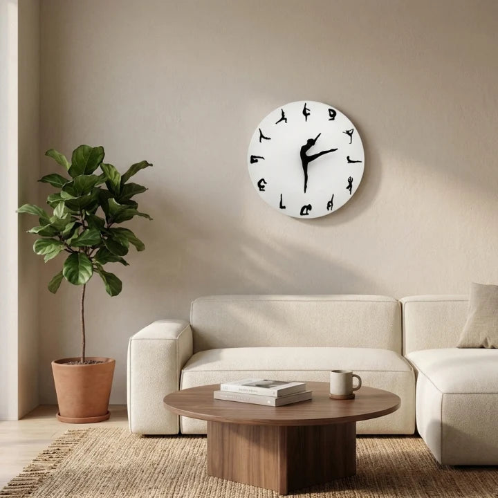 Wall Clock Yoga Pose Dial Silent Quartz Movement