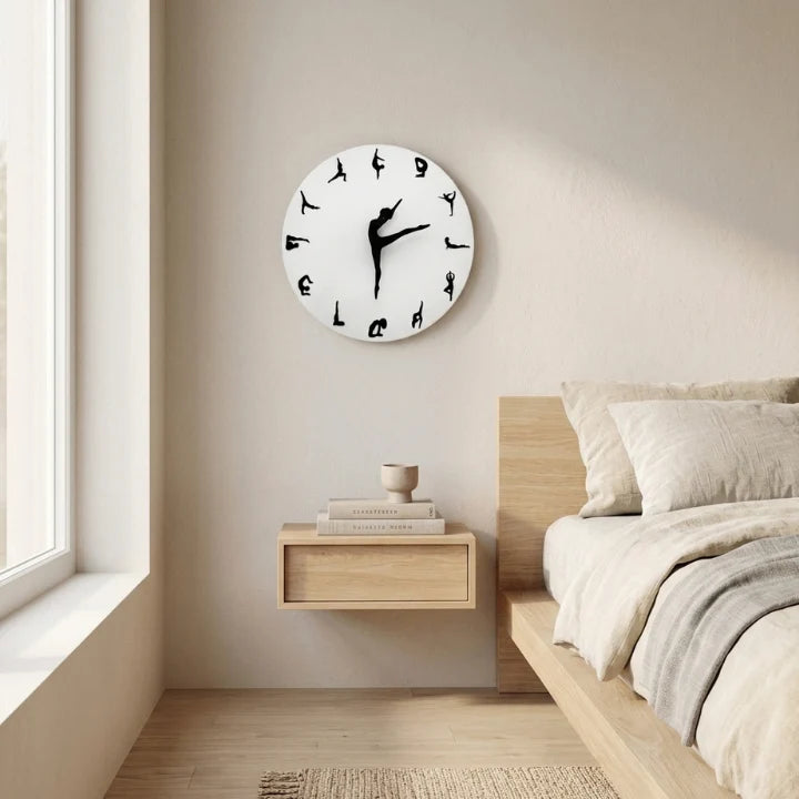 Wall Clock Yoga Pose Dial Silent Quartz Movement