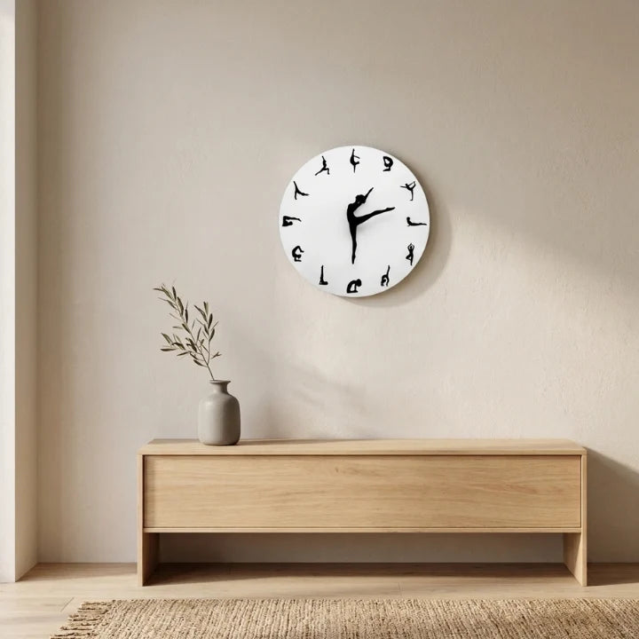 Wall Clock Yoga Pose Dial Silent Quartz Movement