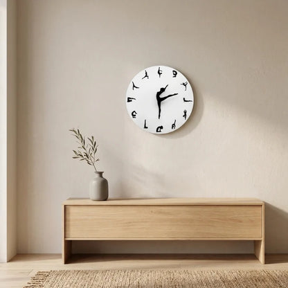 Wall Clock Yoga Pose Dial Silent Quartz Movement