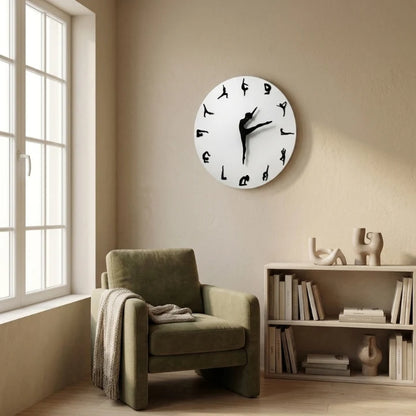 Wall Clock Yoga Pose Dial Silent Quartz Movement