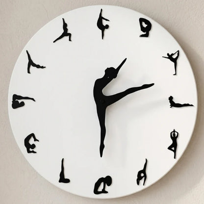 Wall Clock Yoga Pose Dial Silent Quartz Movement