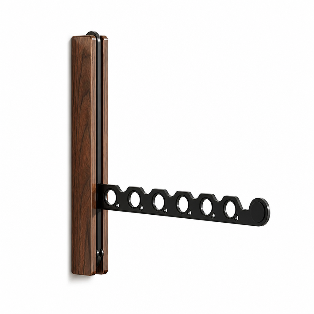 Wall Coat Rack Foldable Wood Frame & Metal Rod