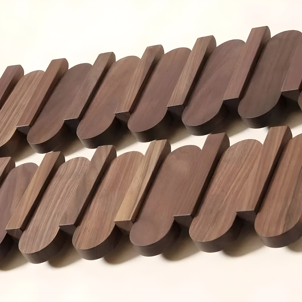 Wall Coat Rack Solid Wood Walnut Rounded Hooks