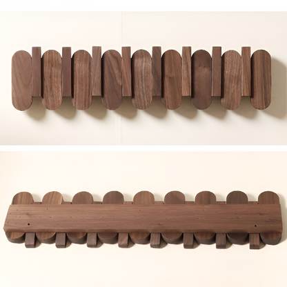 Wall Coat Rack Solid Wood Walnut Rounded Hooks