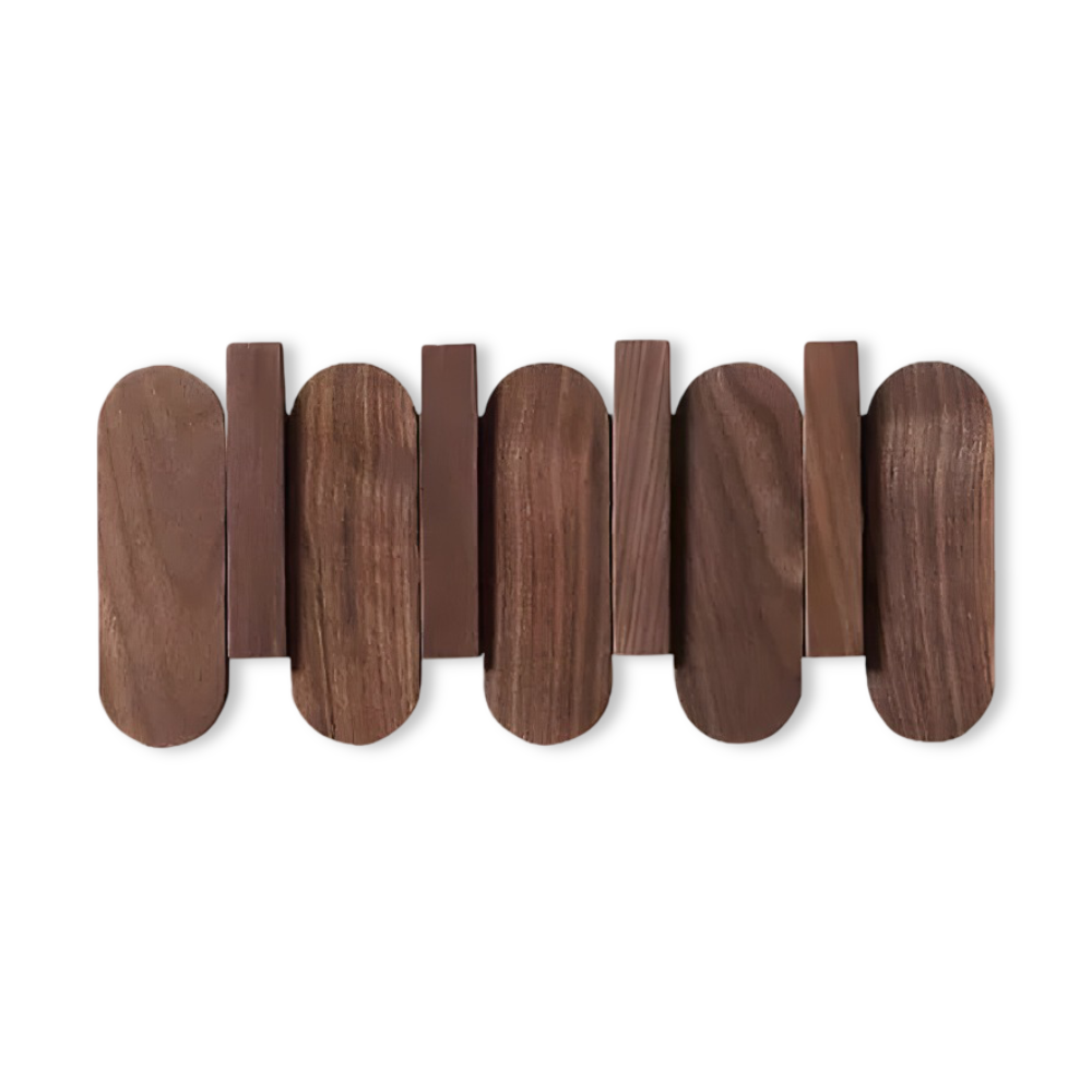 Wall Coat Rack Solid Wood Walnut Rounded Hooks