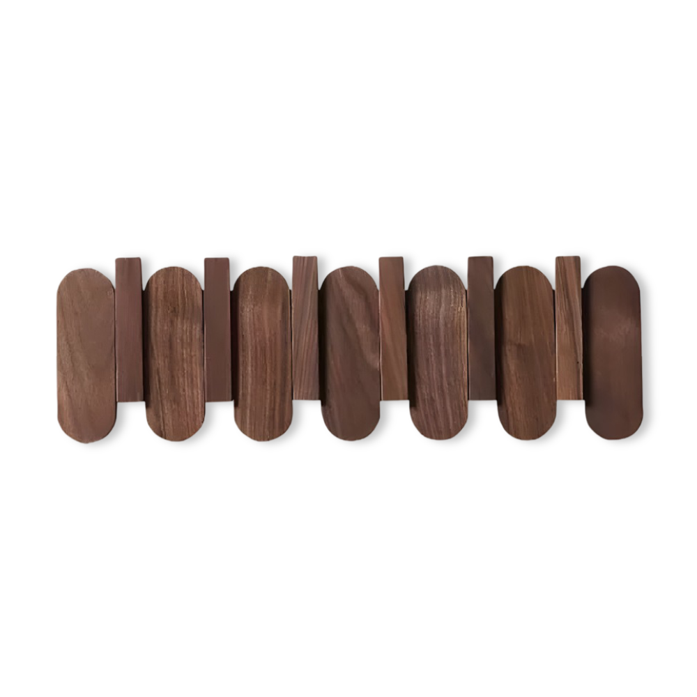 Wall Coat Rack Solid Wood Walnut Rounded Hooks