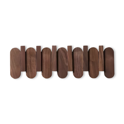 Wall Coat Rack Solid Wood Walnut Rounded Hooks