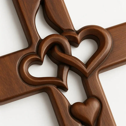 Wall Cross Hand-Carved Natural Wood Ready-to-Hang