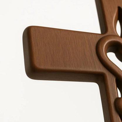 Wall Cross Hand-Carved Natural Wood Ready-to-Hang
