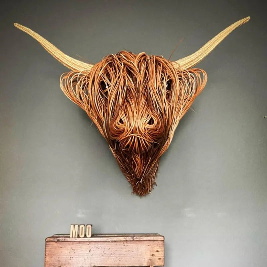 Wall Decoration Cow Handcrafted Resin Natural Tones