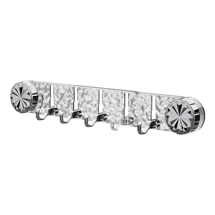 Wall Hook Rail Self-Adhesive No-Drill Foldable Hooks & Crystal Accents