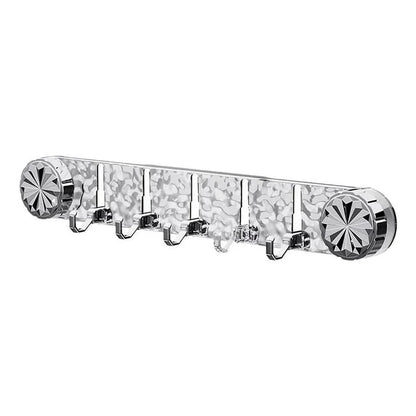 Wall Hook Rail Self-Adhesive No-Drill Foldable Hooks & Crystal Accents