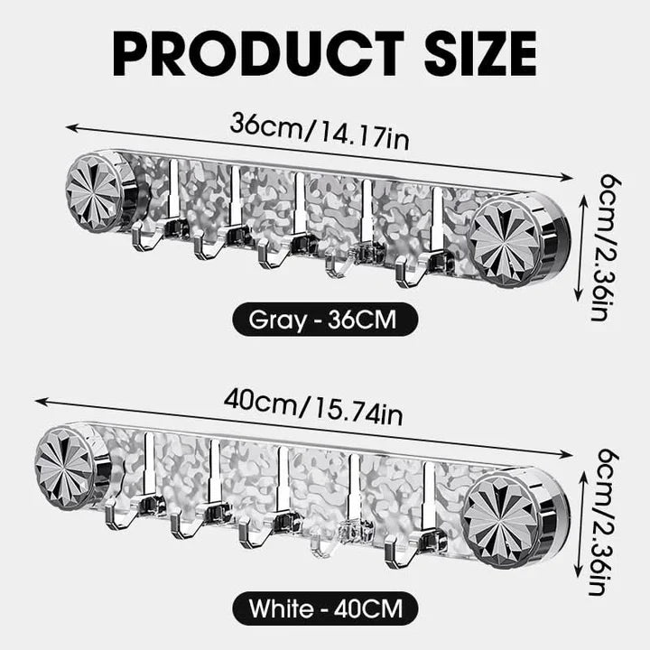 Wall Hook Rail Self-Adhesive No-Drill Foldable Hooks & Crystal Accents