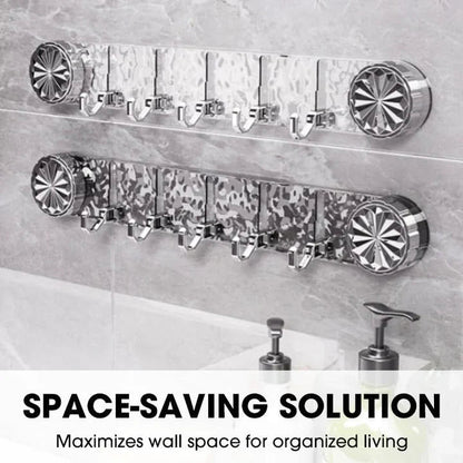 Wall Hook Rail Self-Adhesive No-Drill Foldable Hooks & Crystal Accents