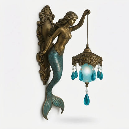 Wall Lamp Mermaid Design Turquoise Glass Crystal Pendant