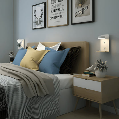 Wall Lamp USB Charging Shelf Touch Dimmable